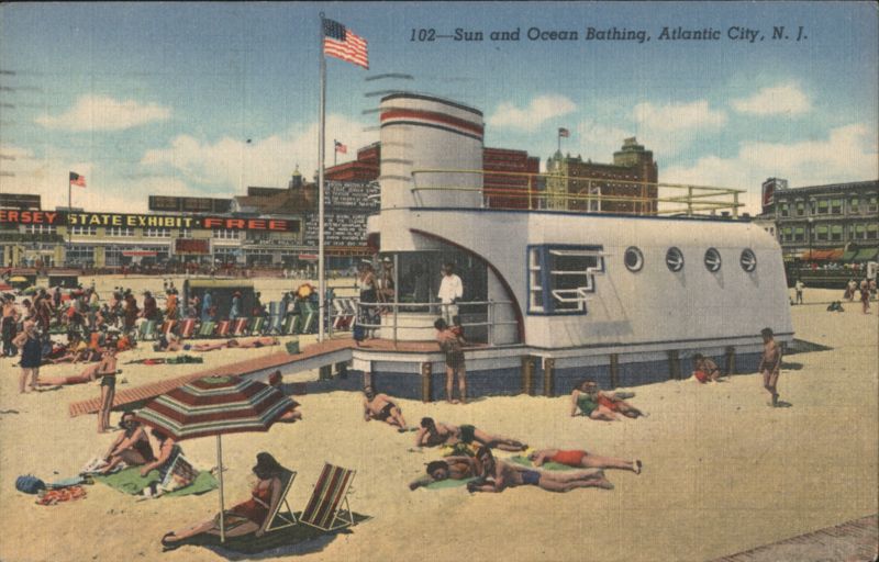 Sun and Ocean Bathing, Atlantic City, NJ New Jersey