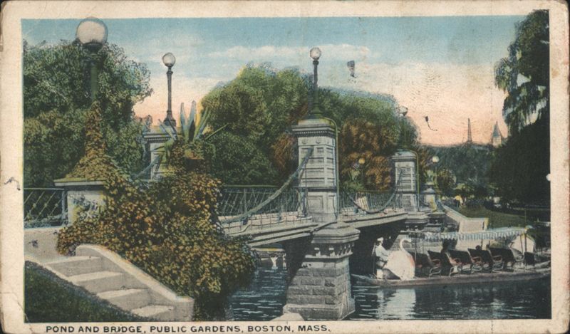 Pond and Bridge, Public Gardens, Boston, MA Massachusetts