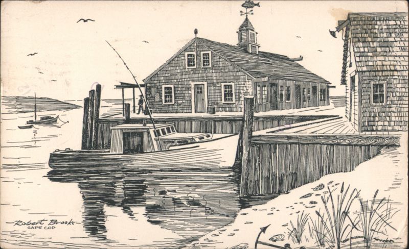 Cape Cod Fish Pier, Drawing by Robert Brooks Massachusetts