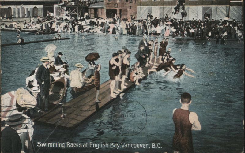 Swimming Races at English Bay, Vancouver, B.C. BC Canada