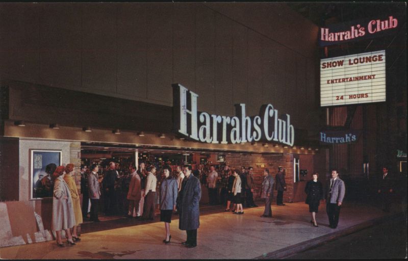 Harrah's Club Exterior at Night, Reno, NV Nevada