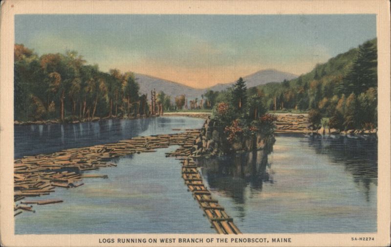 Logs Running on West Branch of the Penobscot, Maine