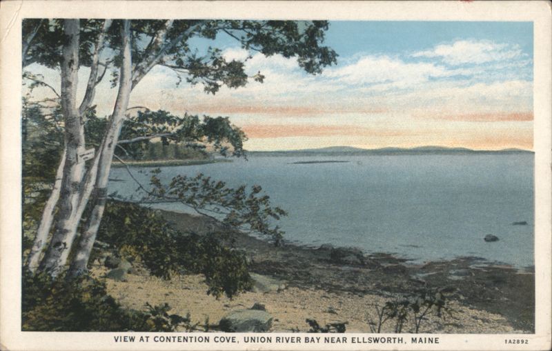 View at Contention Cove, Union River Bay near Ellsworth, ME Maine