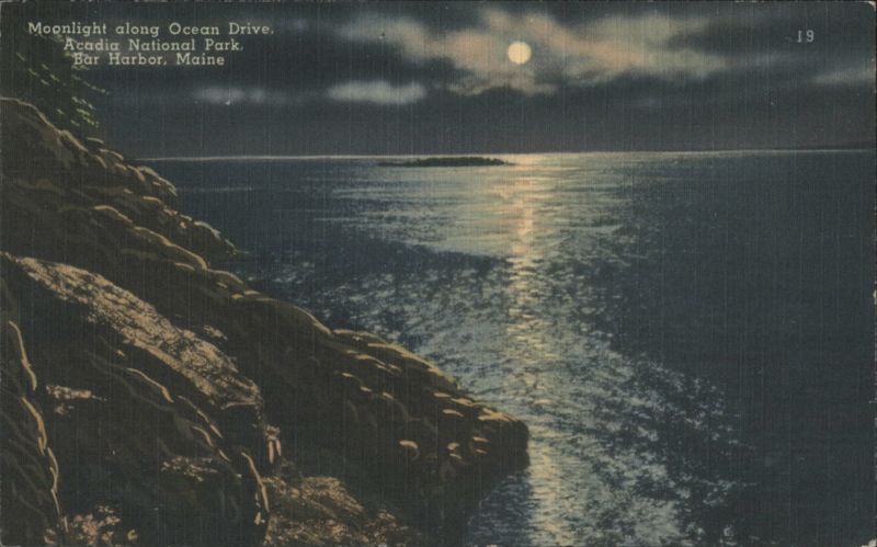 Moonlight along Ocean Drive, Acadia National Park Bar Harbor Maine