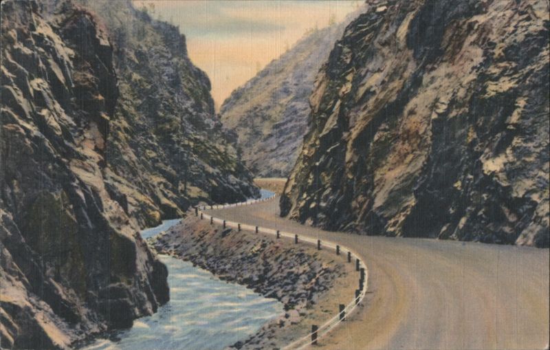 Picturesque Cliffs and Highway in Thompson Canon Estes Park Colorado