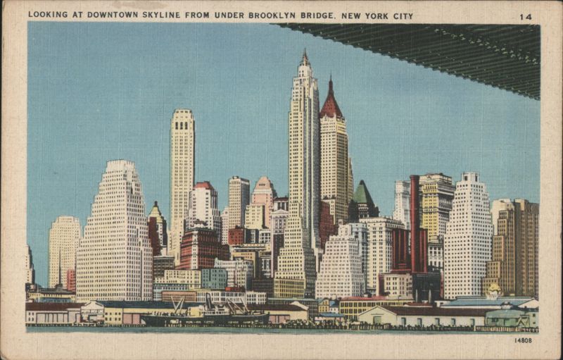 Downtown Skyline from Under Brooklyn Bridge, New York City