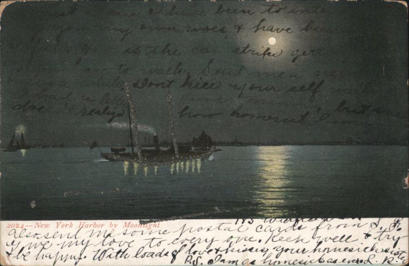 New York Harbor by Moonlight