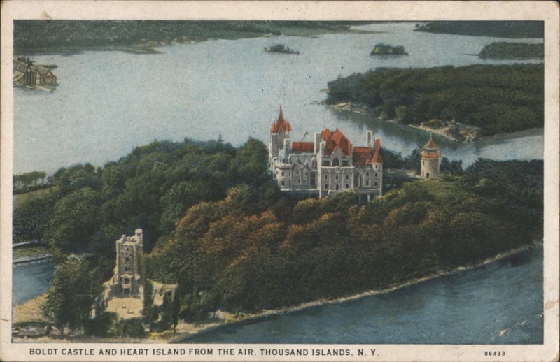 Boldt Castle and Heart Island From the Air, Thousand Islands Alexandria Bay New York