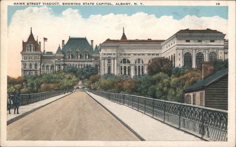 Hawk Street Viaduct, Showing State Capitol, Albany, NY New York