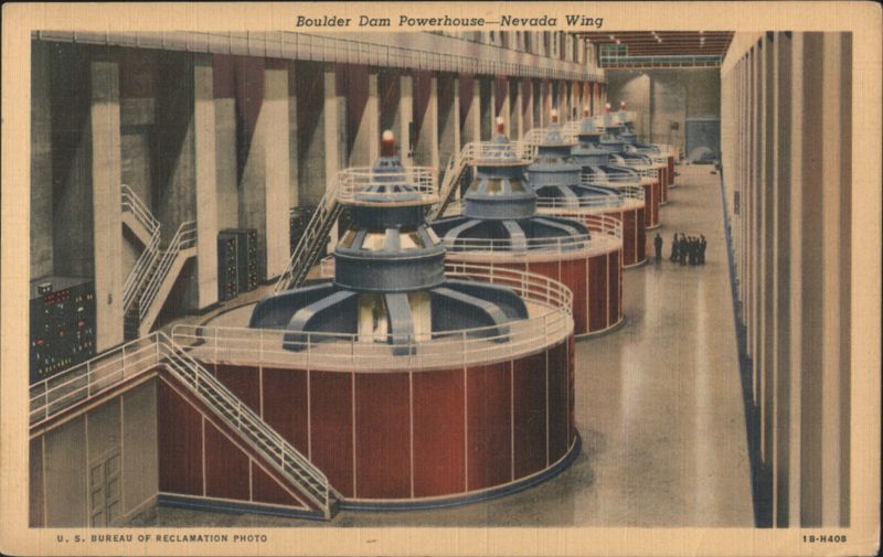 Boulder Dam Powerhouse, Nevada Wing Boulder City U. S. Bureau of Reclamation Photo