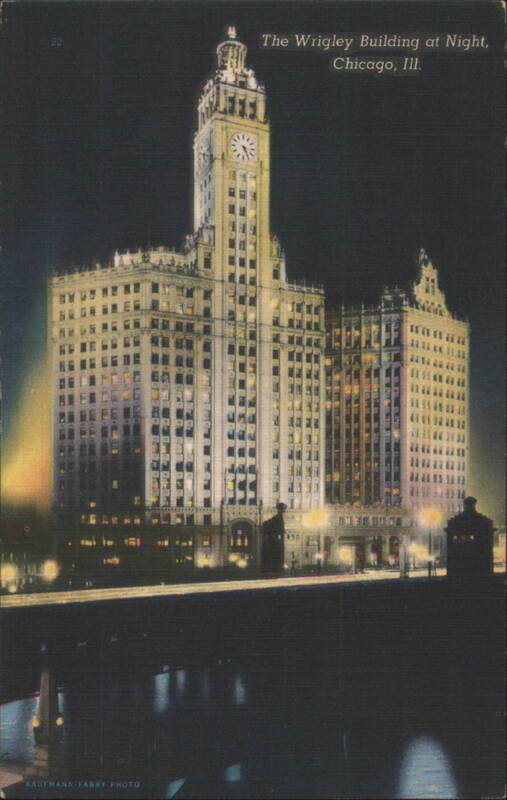 The Wrigley Building at Night, Chicago, Ill. Illinois