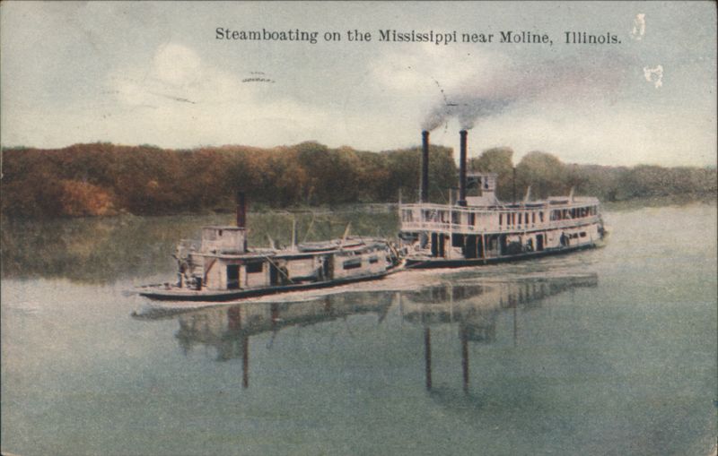 Steamboats on the Mississippi River, Moline, IL Illinois