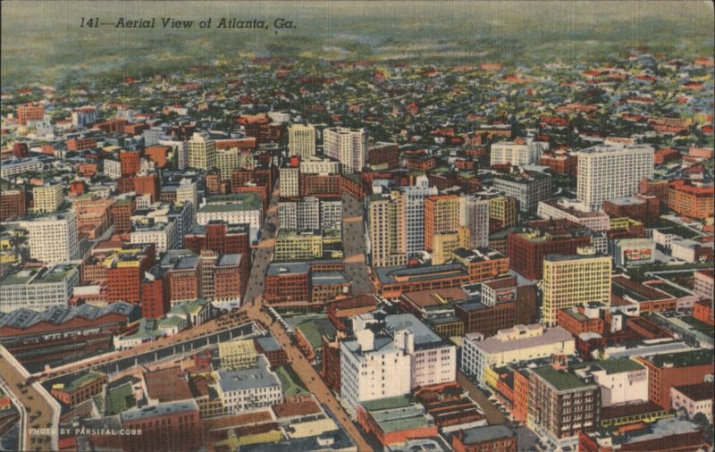 Aerial View of Atlanta, GA Georgia Parsifal Cobb