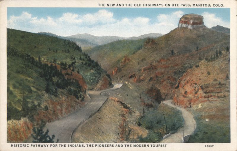 The New and Old Highways on Ute Pass, Manitou, COLO. Colorado