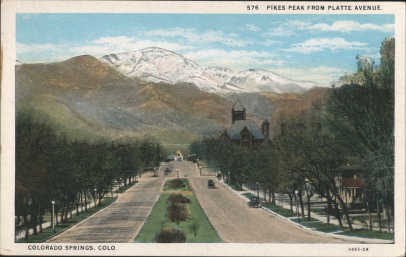 Pikes Peak from Platte Avenue Colorado Springs
