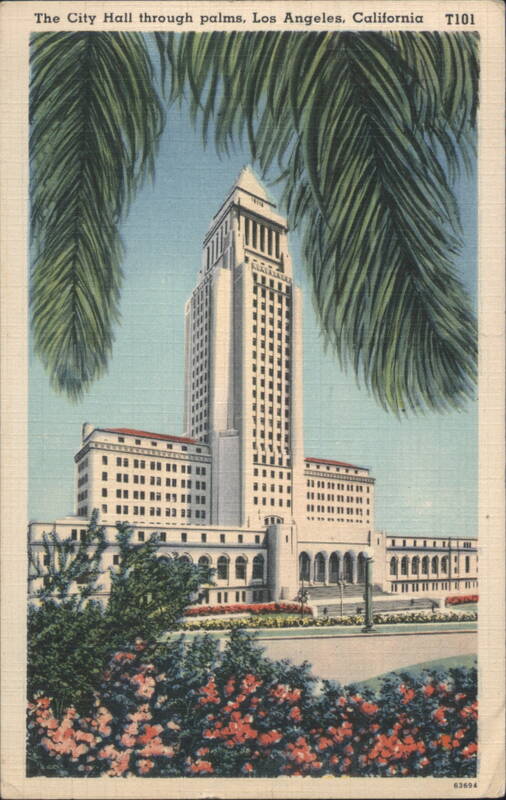 The City Hall through palms, Los Angeles, California