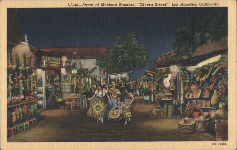 Street of Mexican Bazaars, Olvera Street, Los Angeles California