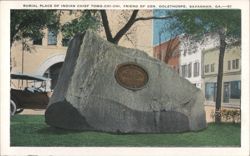 Burial Place of Indian Chief Tomo-Chi-Chi, Savannah, GA Postcard