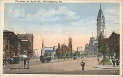 Parkway at Arch St., Philadelphia, Pa. Postcard