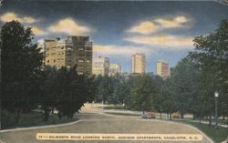 Dilworth Road Looking North, Addison Apartments, Charlotte Postcard