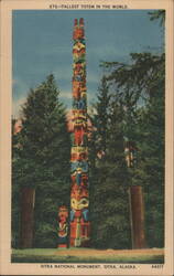 Tallest Totem in the World, Sitka National Monument, Alaska Postcard