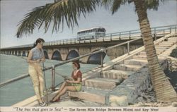 The Bus That Goes to Sea, Seven Mile Bridge, Florida Keys Postcard