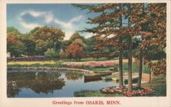Lakeside Scene with Canoes, Osakis, MN Postcard