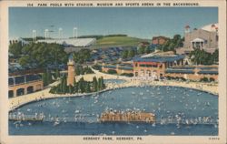 Park Pools with Stadium, Museum and Sports Arena Postcard