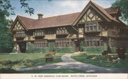 C. W. Post Memorial Club House, Battle Creek, MI Postcard