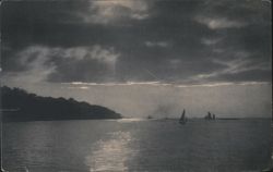 Marine View, Sailboats on Water at Dusk Postcard