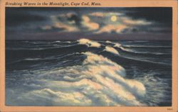 Breaking Waves in the Moonlight, Cape Cod, MA Postcard