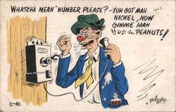 Drunk Man Yells at Telephone for Peanuts Comic Postcard