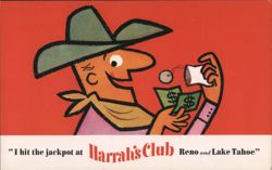 I hit the jackpot at Harrah's Club, Reno and Lake Tahoe Postcard