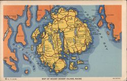 Map of Mount Desert Island, Maine Postcard