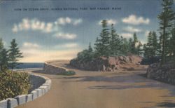 View on Ocean Drive, Acadia National Park, Bar Harbor, ME Postcard