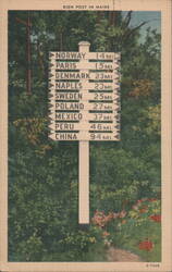 Sign Post In Maine Postcard