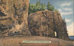 Cathedral Rock, Bar Harbor, Maine Postcard