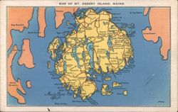 Map of Mt. Desert Island, Maine Postcard