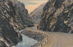 Picturesque Cliffs and Highway in Thompson Canon Postcard