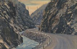 Picturesque Cliffs and Highway, Thompson Canon Postcard
