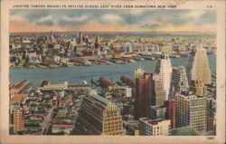 Looking Toward Brooklyn Skyline from Downtown New York Postcard