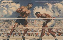 Jack Dempsey Knocks Out Jess Willard, 1919 Postcard
