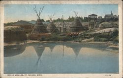 Indian Village, St. Ignace, MI Postcard