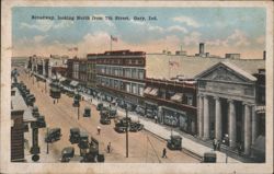 Broadway, looking North from 7th Street, Gary, IN Postcard