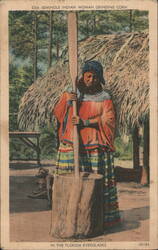 Seminole Woman Grinding Corn, Florida Everglades Postcard