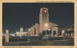 Union Station at Night, Los Angeles, California Postcard