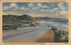 U.S. Highway 101 near Torrey Pines, California Postcard