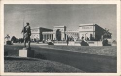 Palace of the Legion of Honor and Soldier Statue Postcard