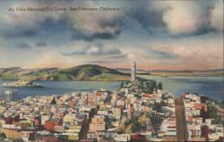 Air View Showing Coit Tower, San Francisco, California Postcard