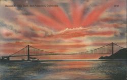 Sunset, Golden Gate, San Francisco, California Postcard